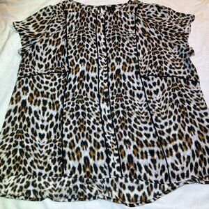 Worthington Woman Leopard Print Blouse Women's 2X Plus Size Animal Print Top